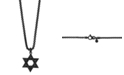 EFFY Collection EFFY&reg; Men's Black Spinel Star of David 24" Pendant Necklace in Black PVD Plated Sterling Silver